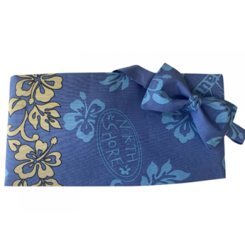 Vintage Blue Hawaiian Motif Cummerbund and Bow Tie Set